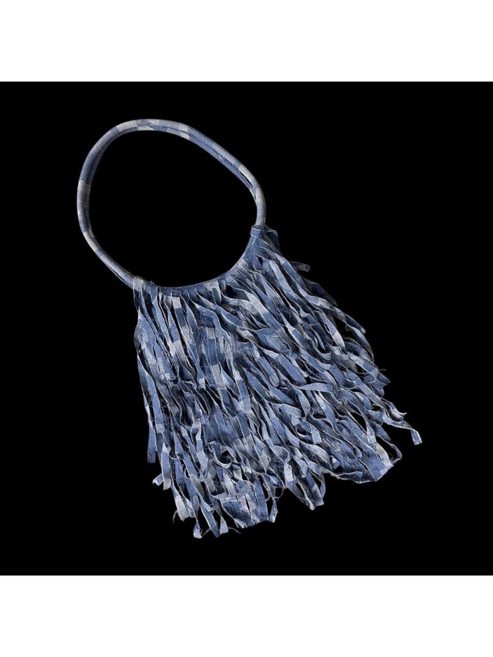 Vintage Blue Boho Purse Fringed Denim Shoulder Bag Y2K Western Festival